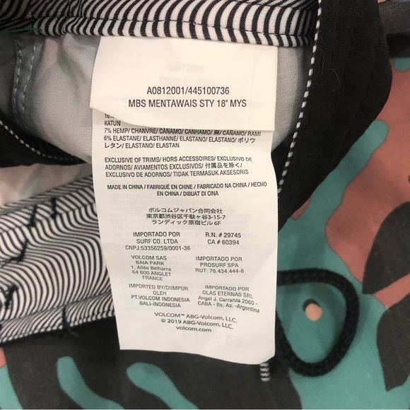 Volcom Stone Cinch Fly Turquoise Black Palm Floral Surf Swim Board Short Men 34 - Picture 2 of 9